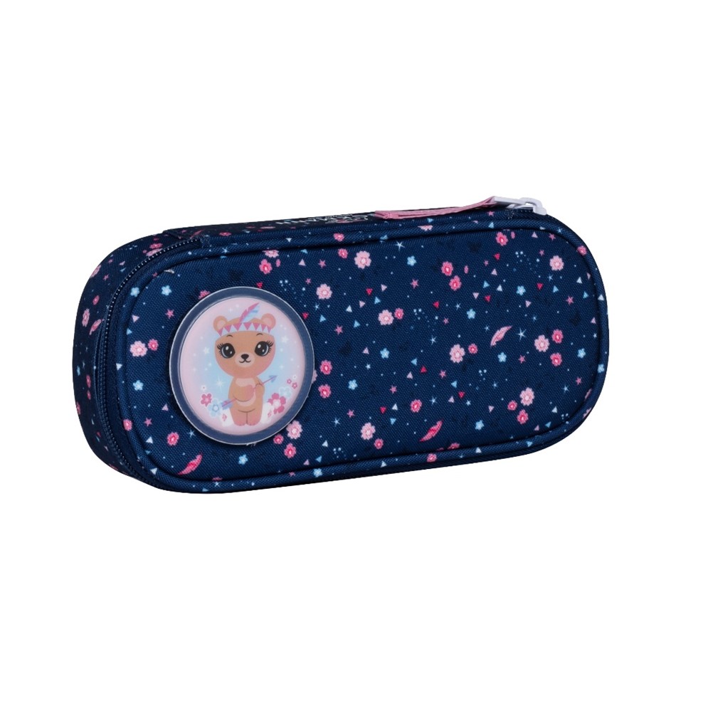 Oval pencil case, Forest Deer Blue