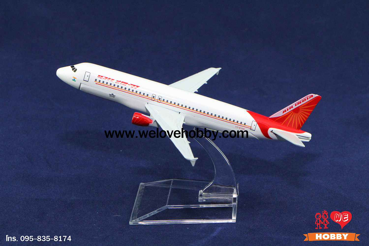 โมเดลเครื่องบิน Indian Airlines 2 สีขาว-แดง อินเดีย (Airbus A320)