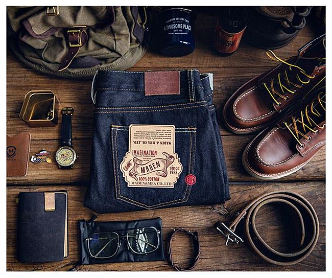 001063 กางเกงยีนส์ Maden Japanese retro Selvage Denim 14.5Oz ยีนส์วินเทจ Slim Straight ผ้าริมแดง Size 28-36