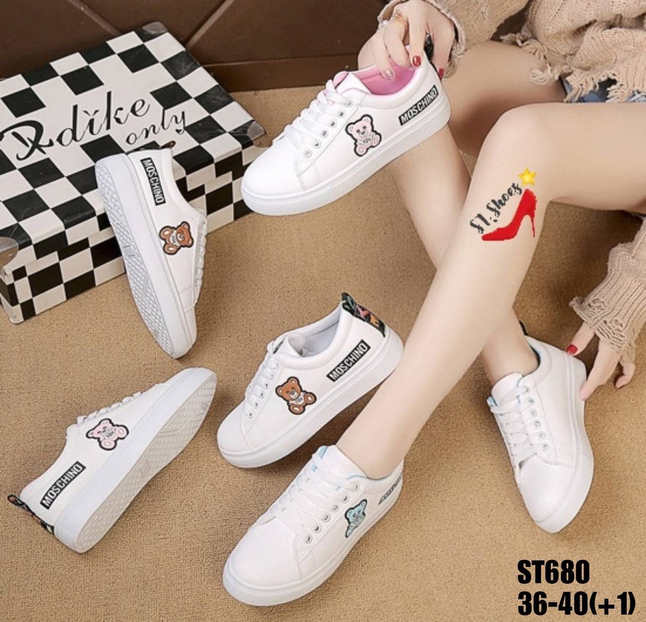 รองเท้าผ้าใบหมี Teddy (สีฟ้า)