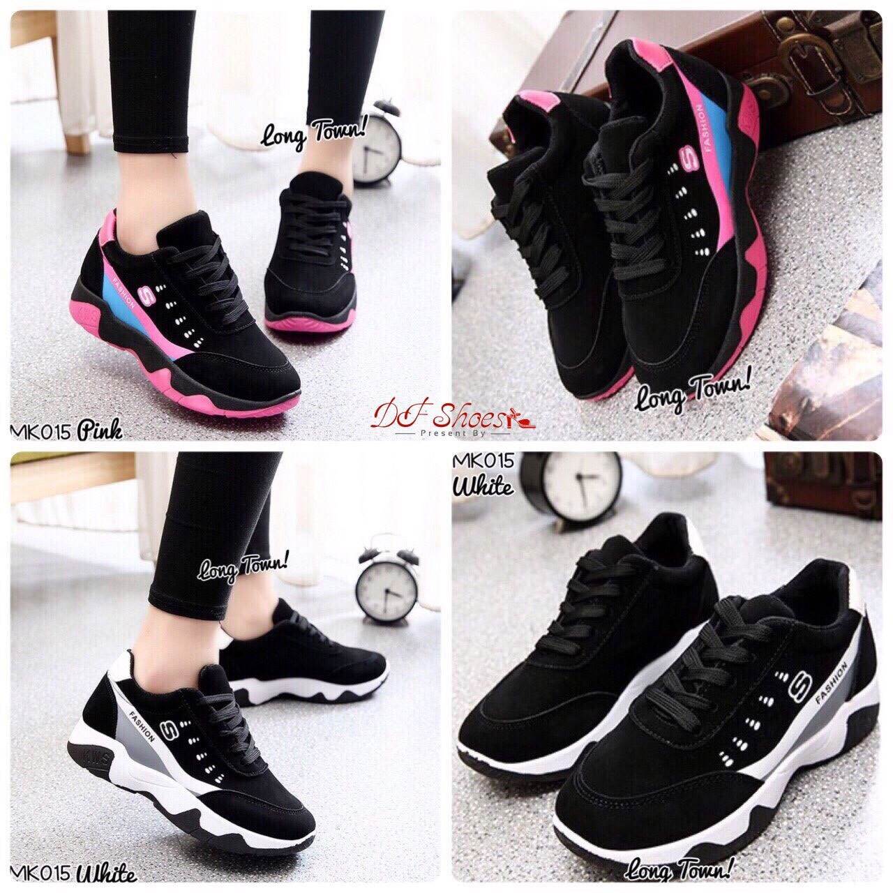 รองเท้าผ้าใบ Sport โลโก้S (สีชมพู)