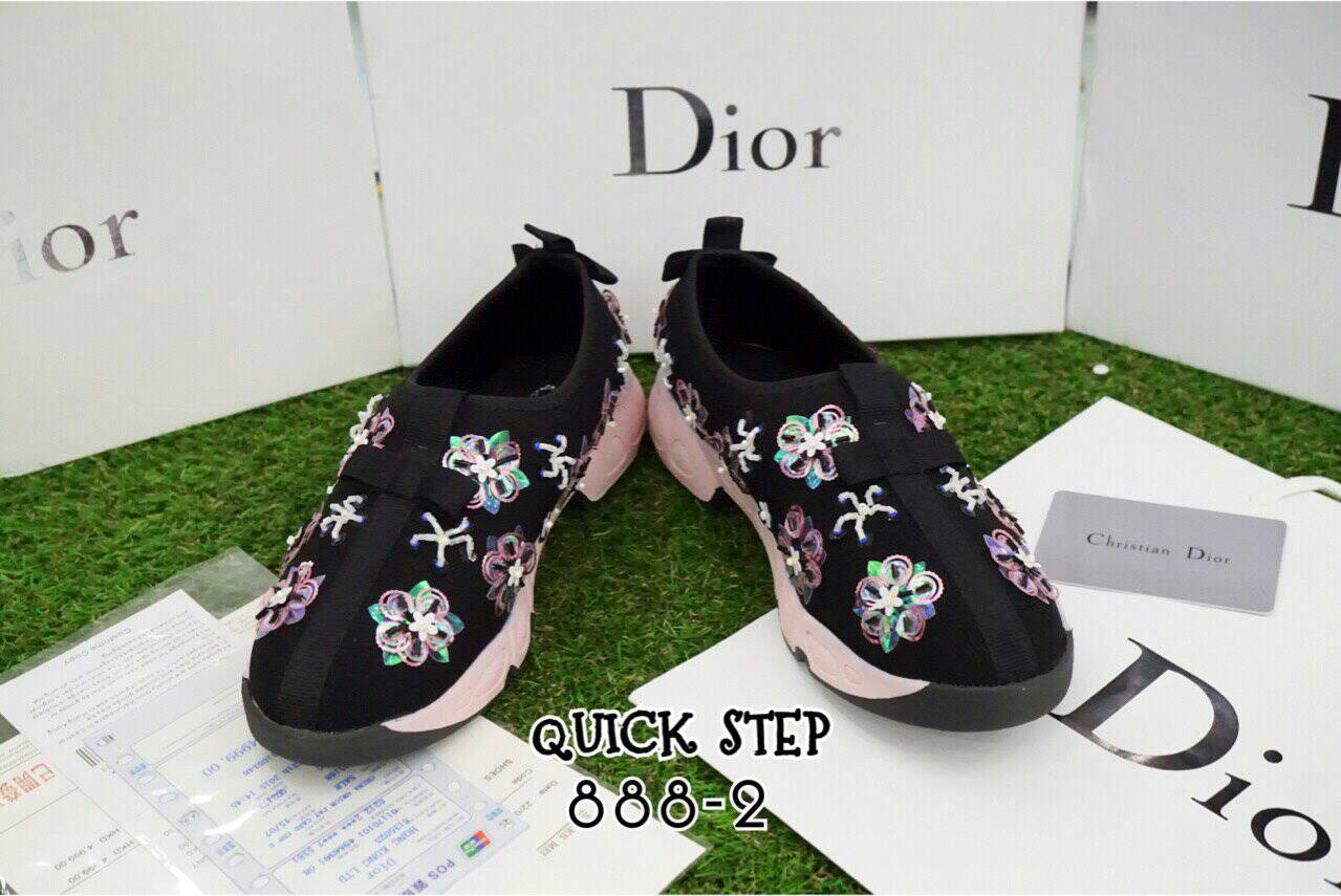 พร้อมส่ง : รองเท้า Dior Fusion Sneakers สีดำดอกชมพู (งานAAA)
