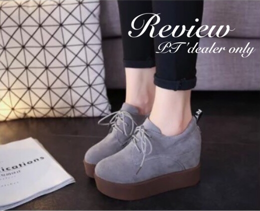 รองเท้าผ้าใบเสริมส้น Casual Style (สีเทา)