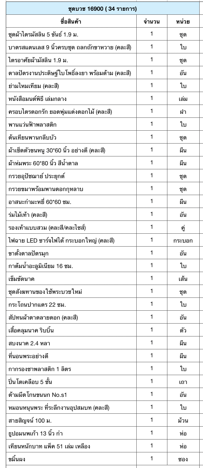 ชุดบวช 16900