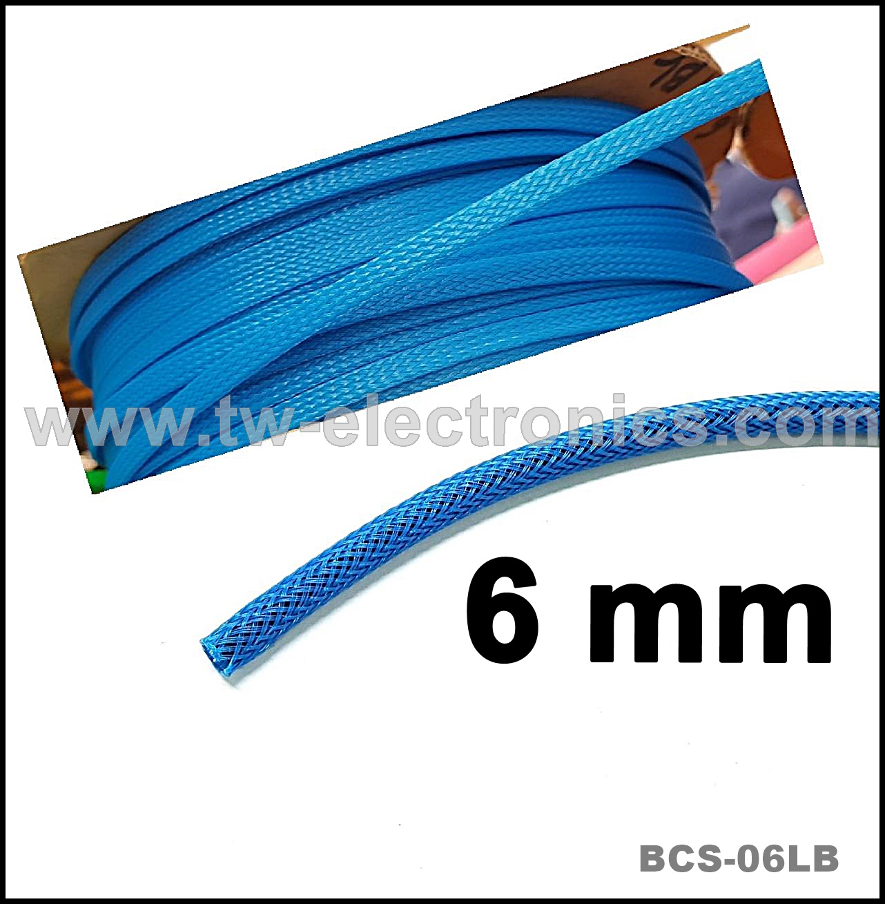 สายถัก 6 mm (สีฟ้า) / BCS-06LB