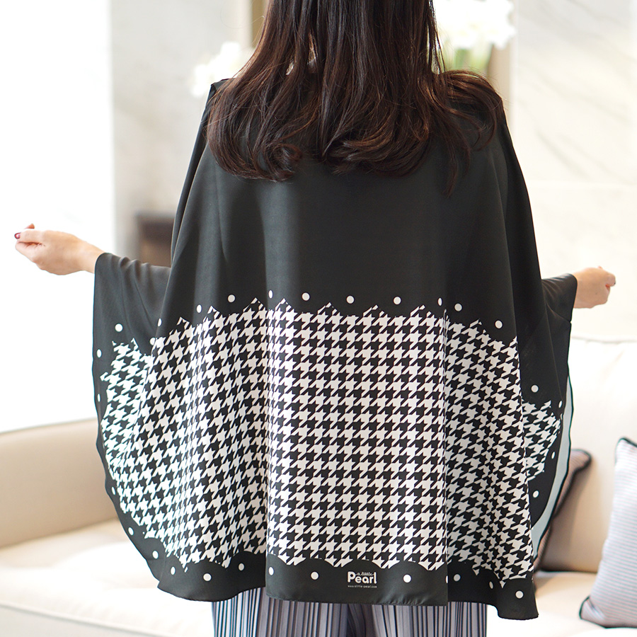 ผ้าคลุมให้นม สั่งทำใส่ชือ ลาย Houndstooth - Black