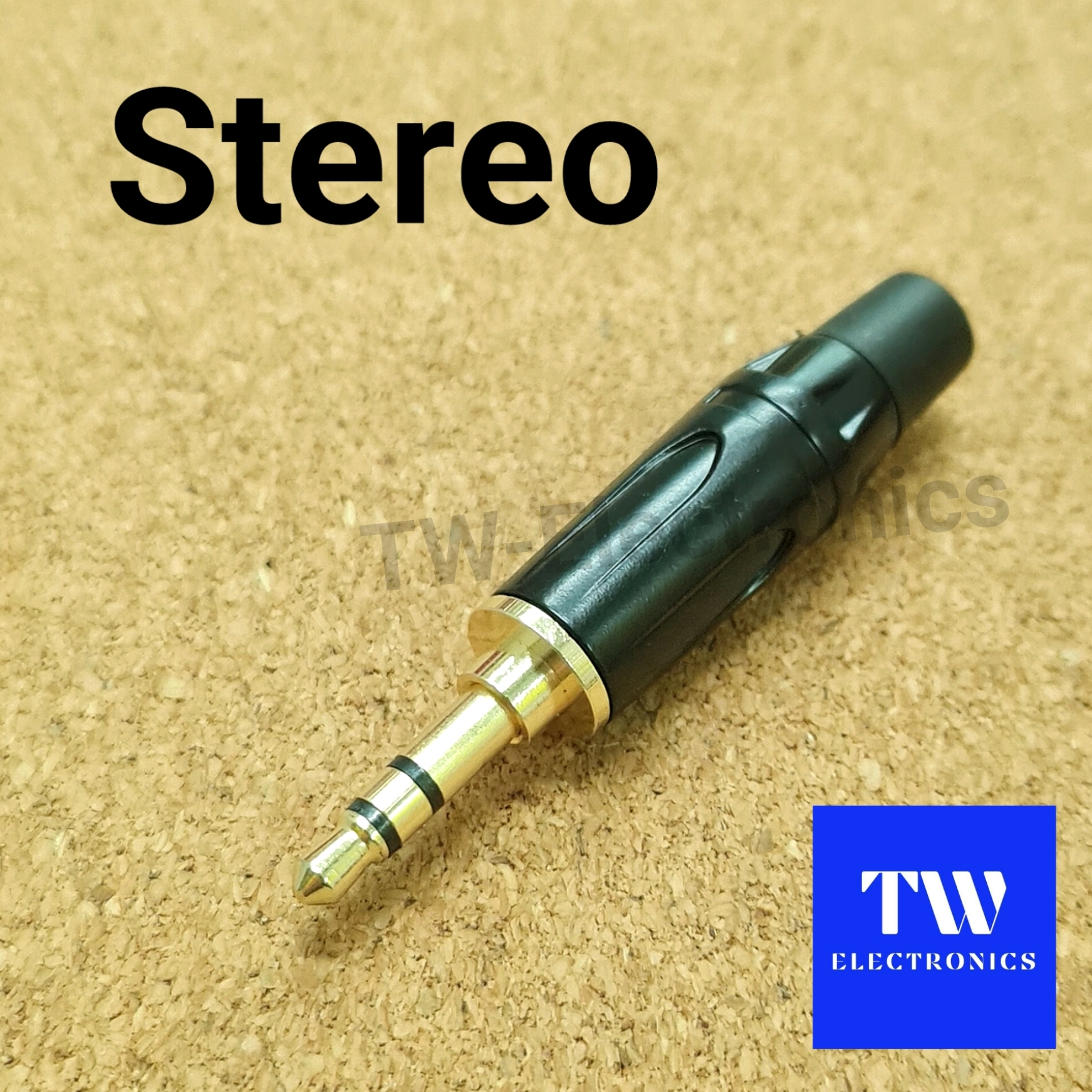 3.5mm Stereo ตัวผู้ สีดำ(ด้ามเล็ก), ท้ายยางดำ