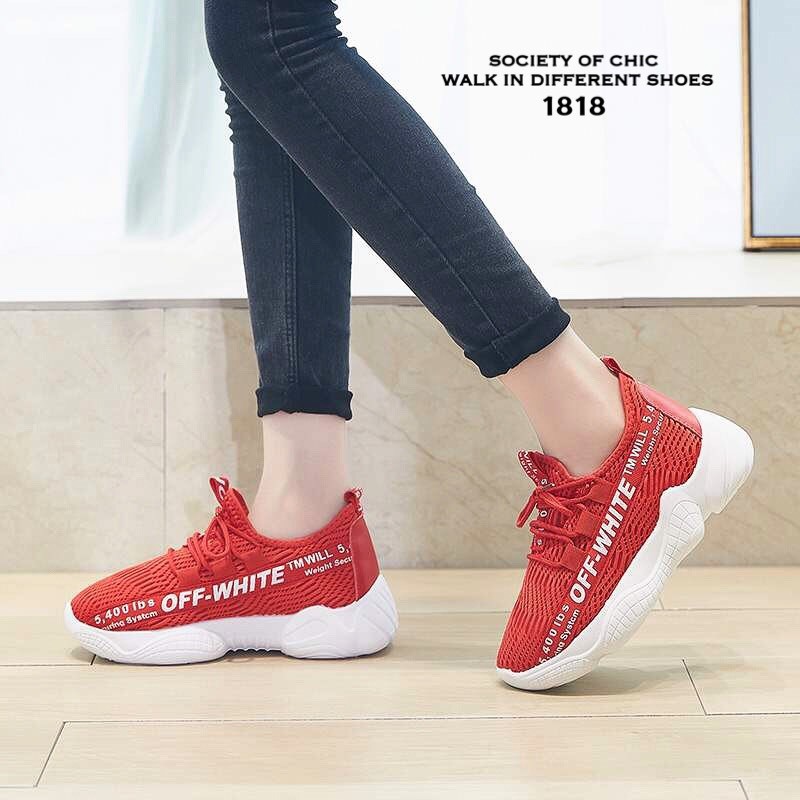 รองเท้าผ้าใบผ้าตาข่ายทรง Sport (สีดำ)