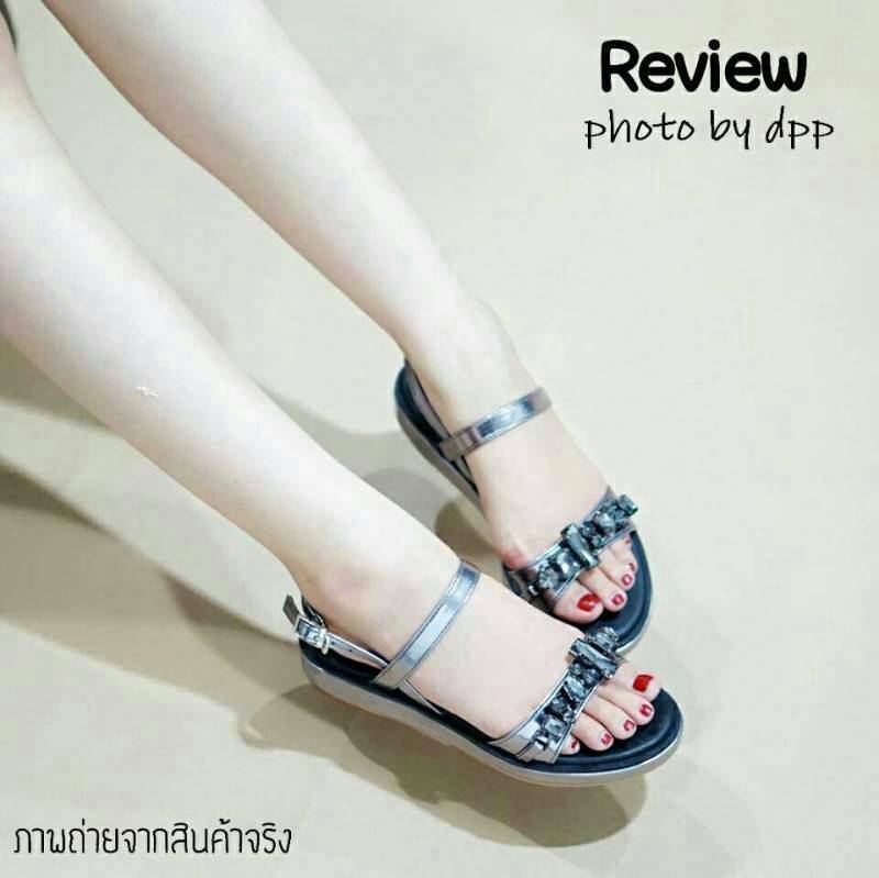 พร้อมส่ง : รองเท้าแตะเสริมส้น MIUMIU (สีดำ)