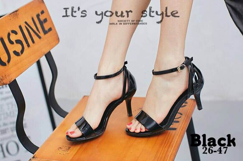 รองเท้าส้นสูงหนังแก้วสไตลแม็กซี่ (สีแดง)