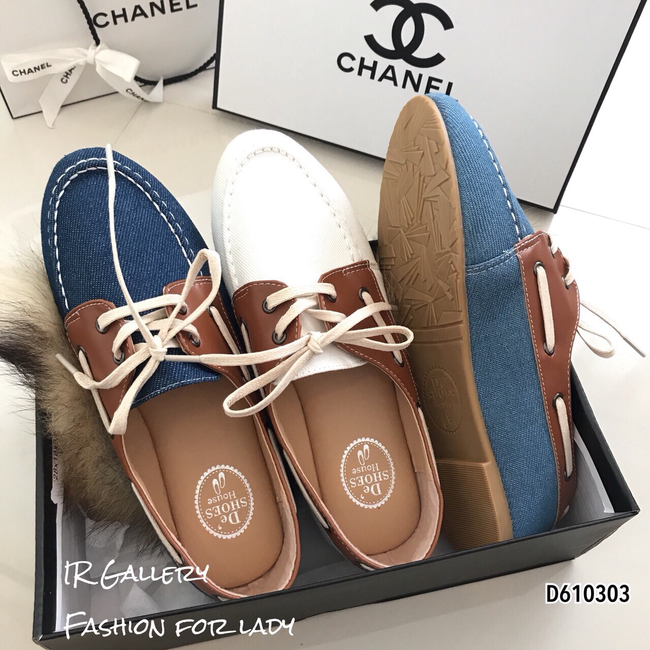 รองเท้าผ้าใบทูโทนสไตล์ Moccasin (สีกรม)