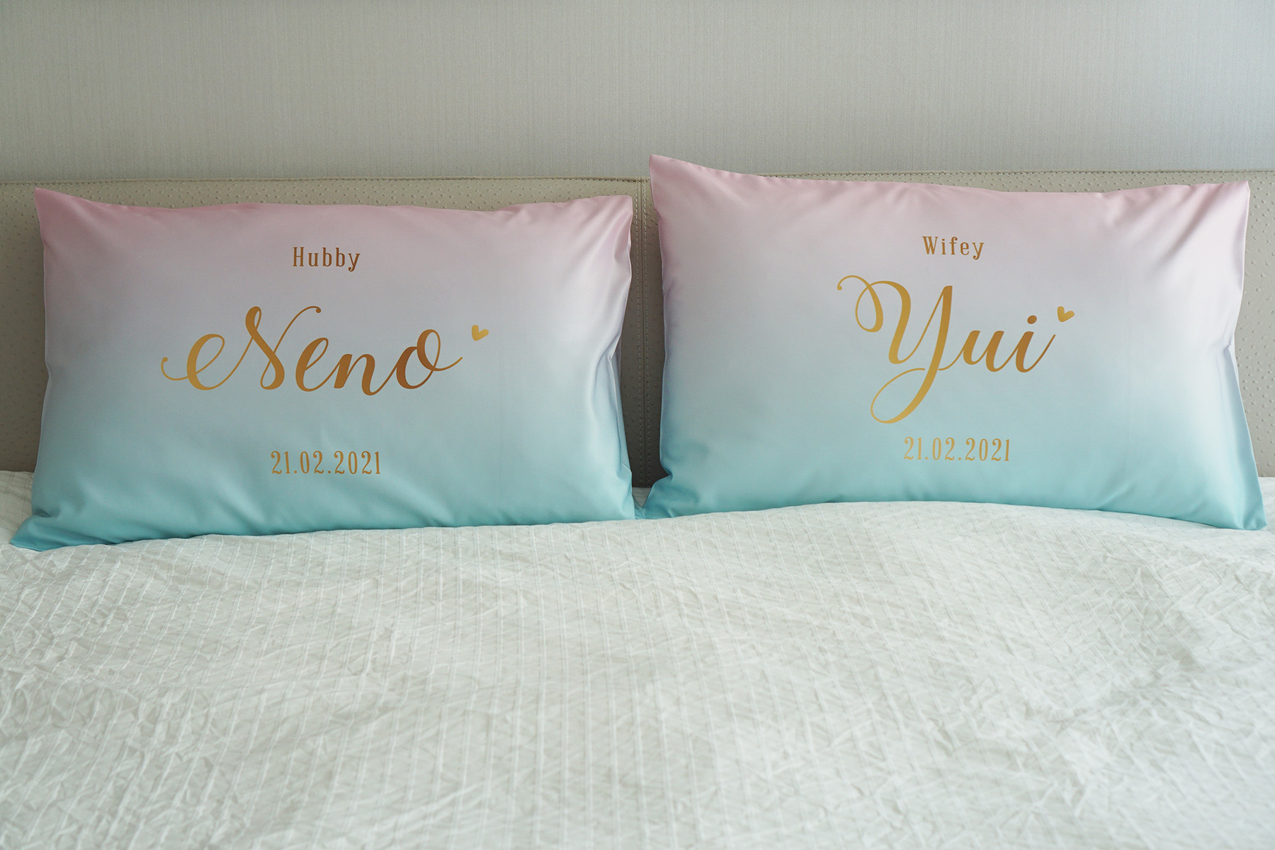 ปลอกหมอนหนุนคู่ พิมพ์ลายเต็มผืน Gradient - Pink/Mint