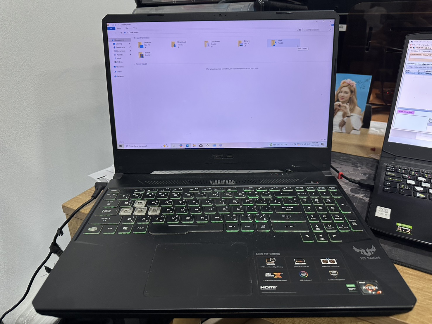 Notebook Asus TUF Gaming FX505DT(Ryzen7 3750H/16GB/M.2 512GB/GTX1650 4GB)+Adapter *** จอไบร์ KB ถลอก ตามรูป ลำโพงแตก แบต 48%