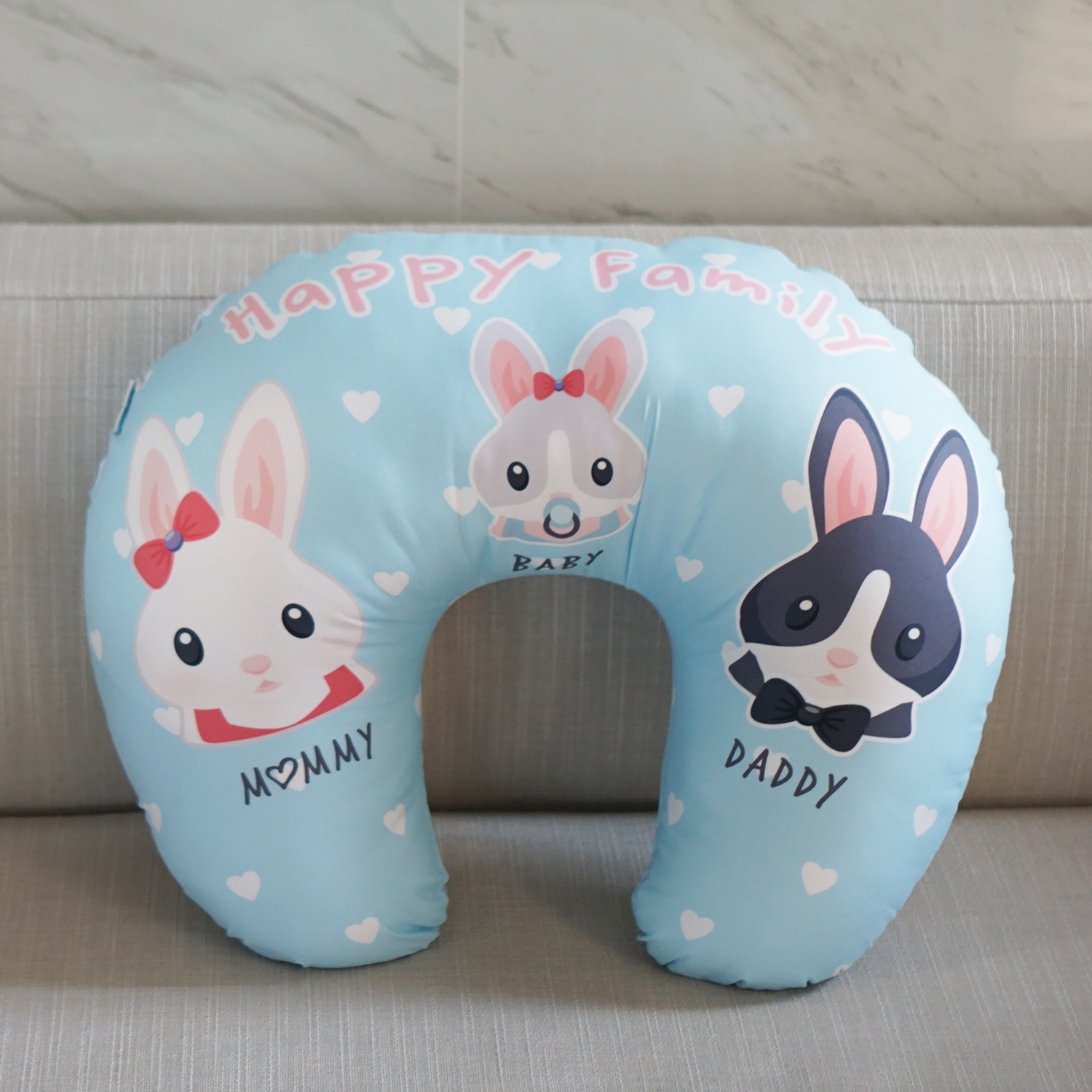 หมอนรองให้นม Nursing Pillow แบบพร้อมส่ง ลายกระต่ายสีฟ้า - Rabbit Girl - Blue