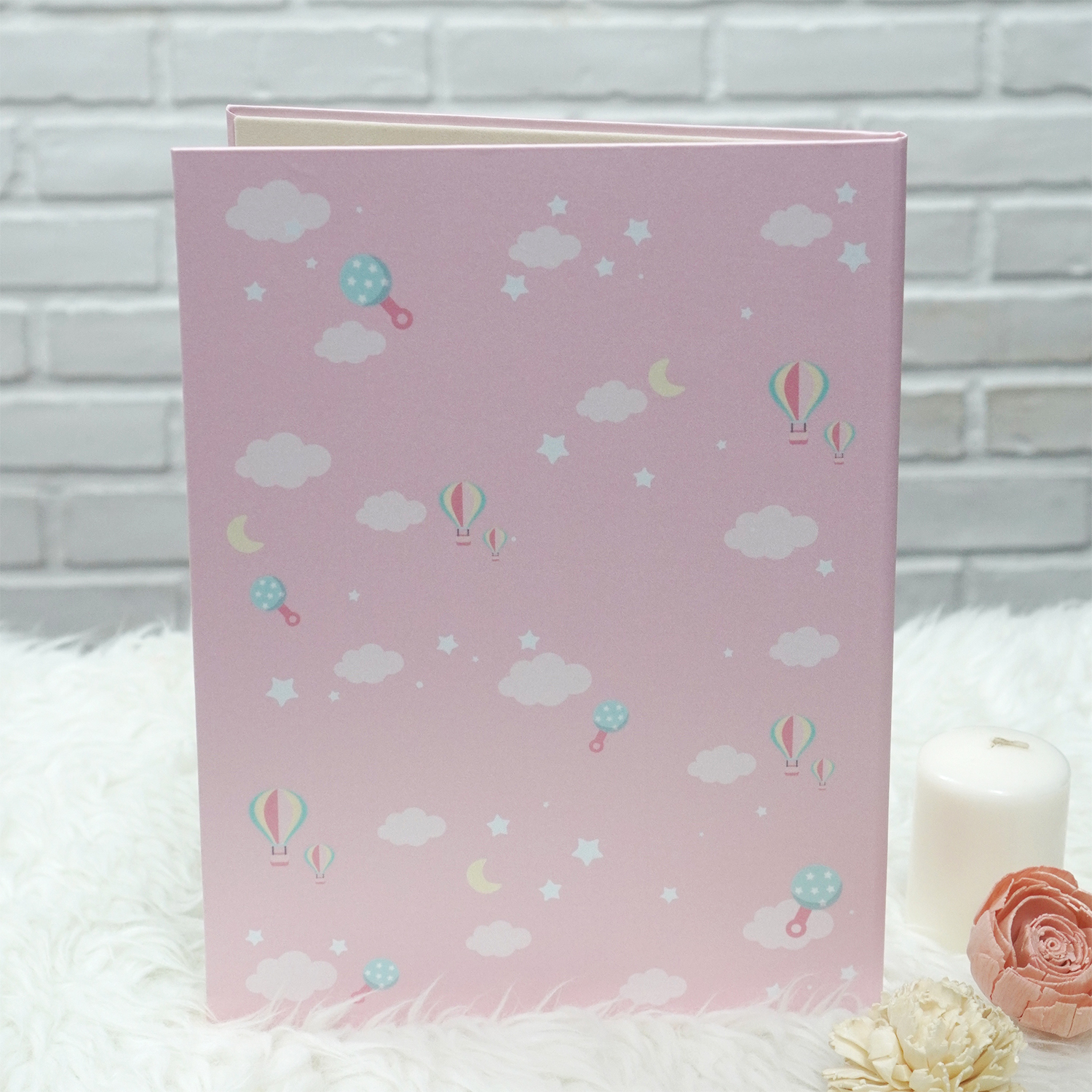 แฟ้มทะเบียนสมรส/สูติบัตร สั่งทำใส่ข้อความ ลาย Rabbit - Pink
