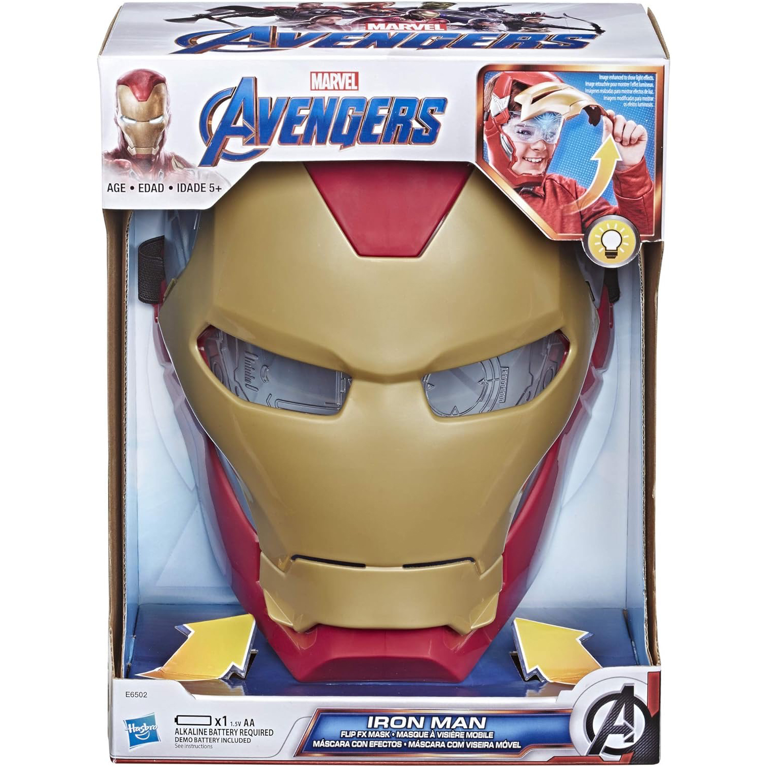Hasbro Marvel Avengers Iron Man Flip FX Mask with Flip-Activated Light Effects for Costume and Role-Play ฮาสโบร มาร์เวล อเวนเจอร์ส หน้ากากไอร่อนแมน มีเสียง มีไฟ ลิขสิทธิ์แท้