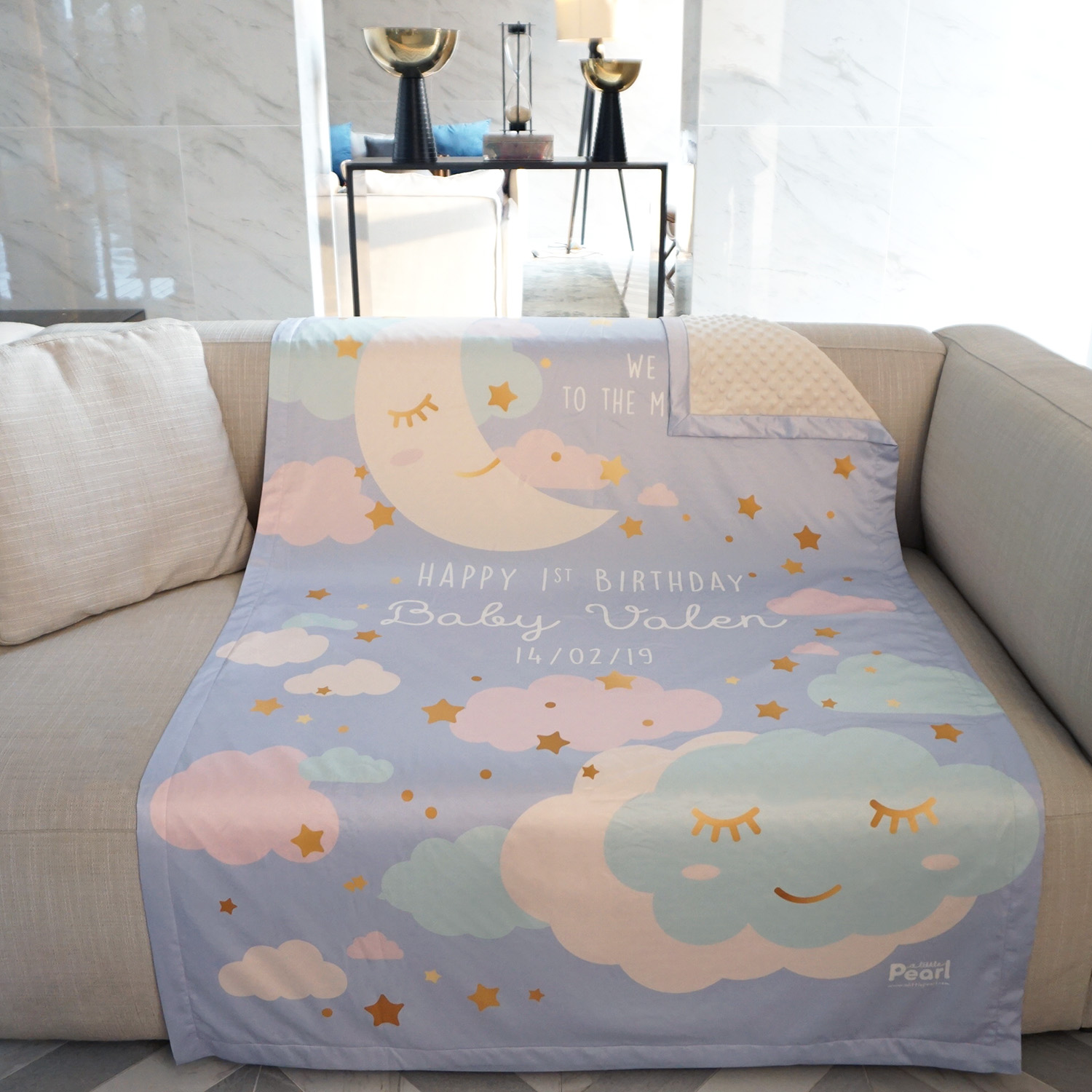 ผ้าห่ม ลาย Moon - Lavender ไซส์ใหญ่ 100x150cm