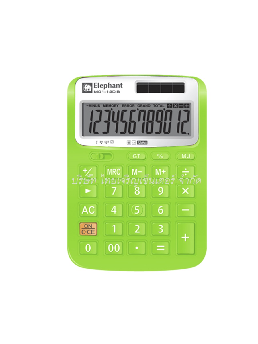 เครื่องคิดเลข ตราช้าง M01-12D G สีเขียว (เครื่อง)