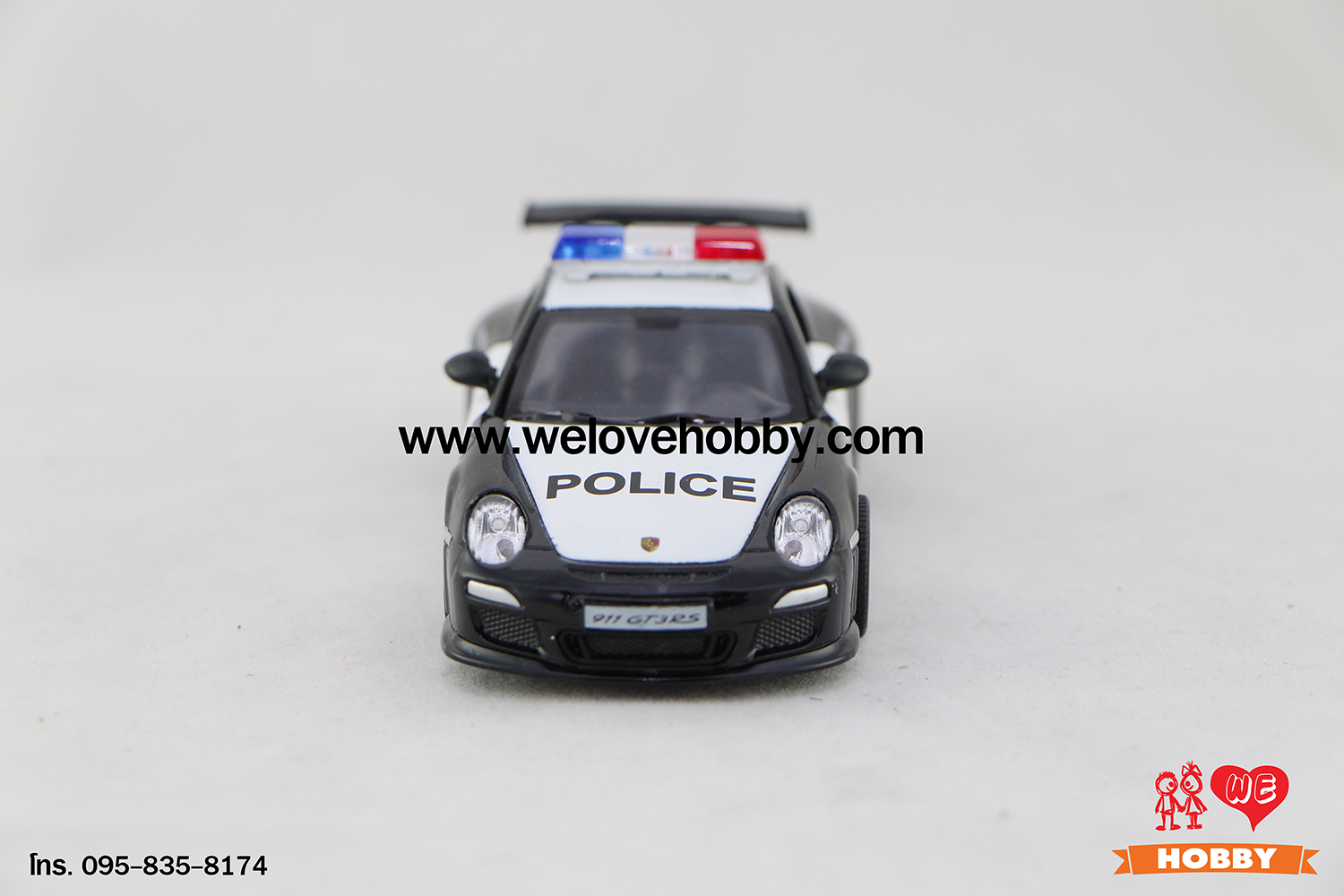 โมเดลรถตำรวจ 2010 Porsche 911 GT3 RS สีดำ-ขาว Scale 1:36