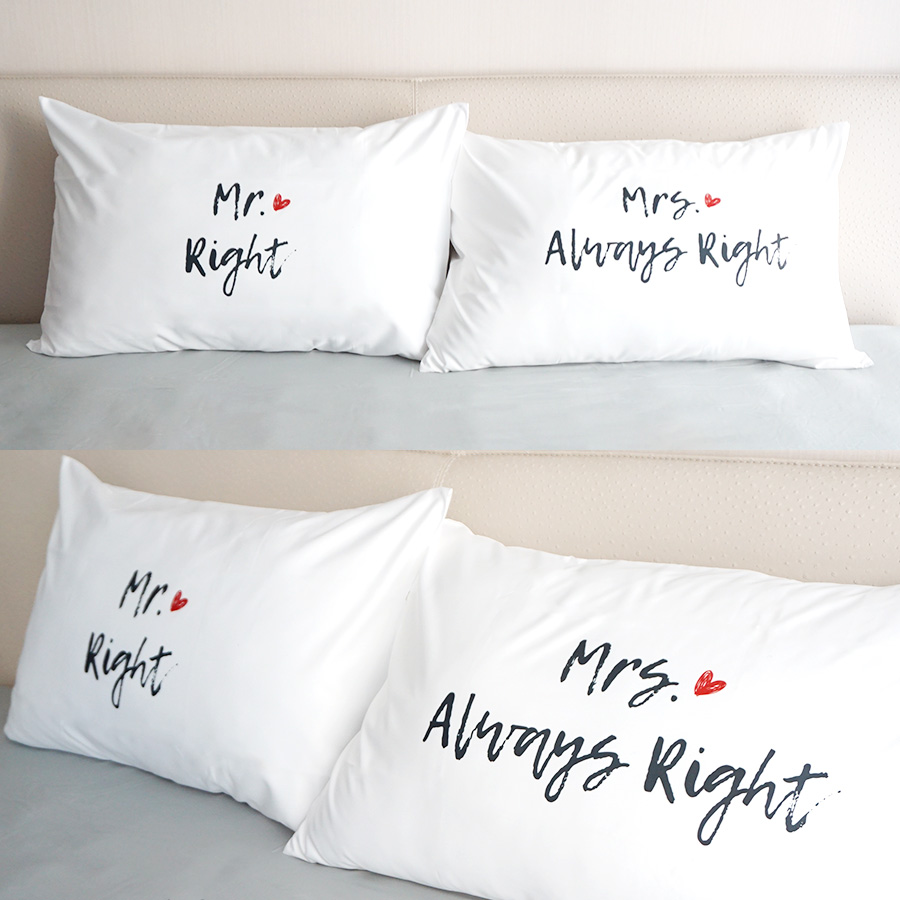 ปลอกหมอนคู่ Mr.&Mrs. Right - White