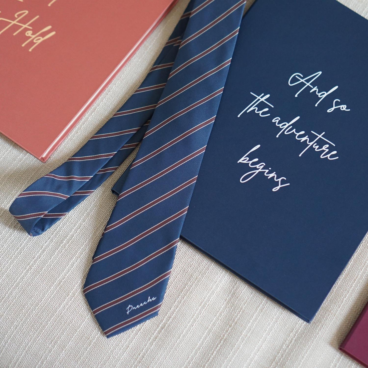 เนคไท สั่งทำใส่ชื่อ ขนาด 3" - Stripe - Navy