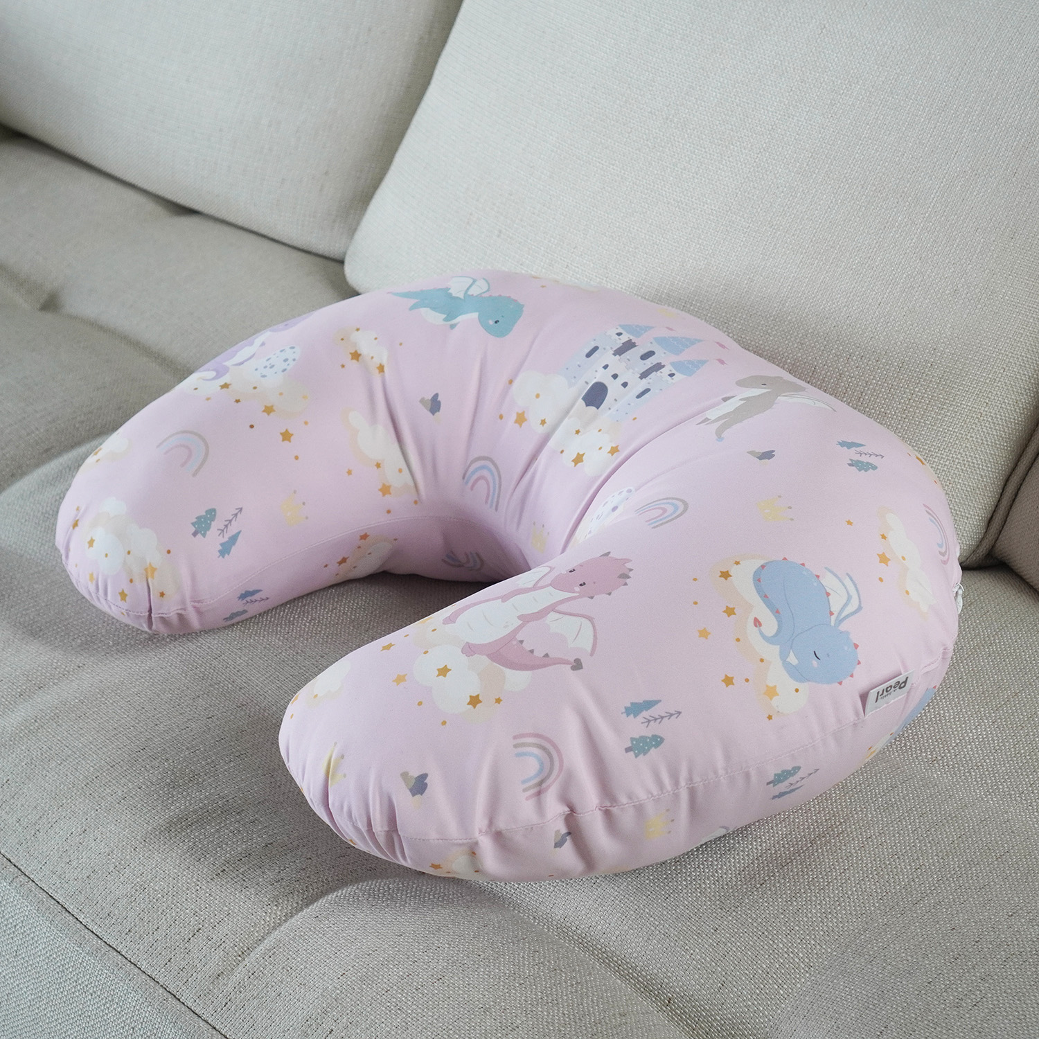 หมอนรองให้นม สั่งทำใส่ชื่อ ลาย Dragon - Pink