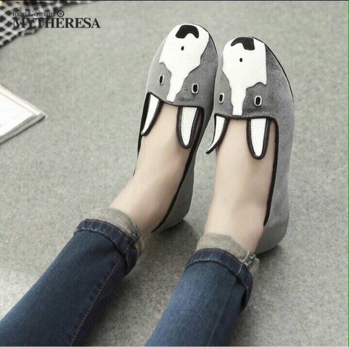 พร้อมส่ง : รองเท้าส้นแบน Marc Jacobs Style (สีเทา)