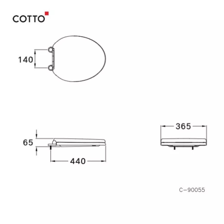 COTTO อะไหล่สุขภัณฑ์ C90055(HM) ฝารองนั่ง ทรงกลม SOFT CLOSED เปิด-ปิดนุ่มนวล