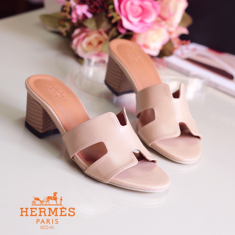รองเท้าแตะสวมเสริมส้น Style Hermes (สีขาว)
