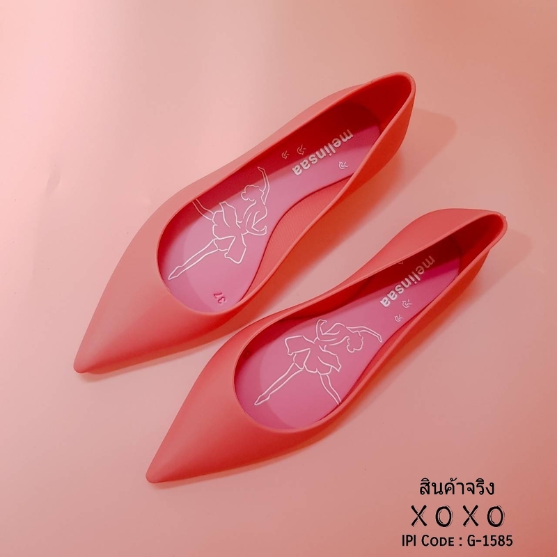 รองเท้าคัทชูpvcทรงหัวแหลม (สีดำ)