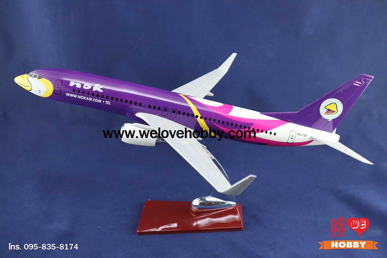 โมเดลเครื่องบิน นกแอร์ Nok Air (Boeing737) สีม่วง-ขาว ประเทศไทย ลำใหญ่