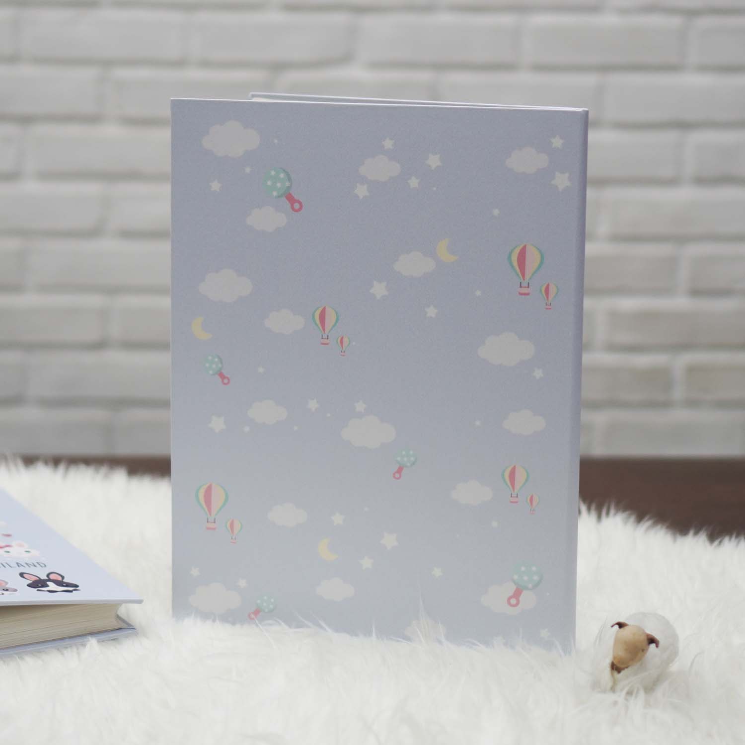 แฟ้มทะเบียนสมรส/สูติบัตร สั่งทำใส่ข้อความ ลาย Rabbit - Blue