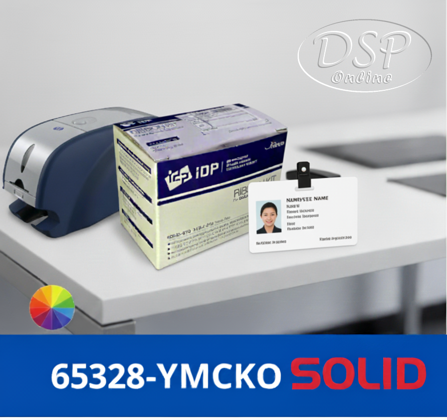 ขายถูก Solid ริบบอนสีแท้ IDP 653208 (YMCKO): พิมพ์บัตรสีเต็มใบ คมชัด 250 ภาพ/ม้วน 🎨