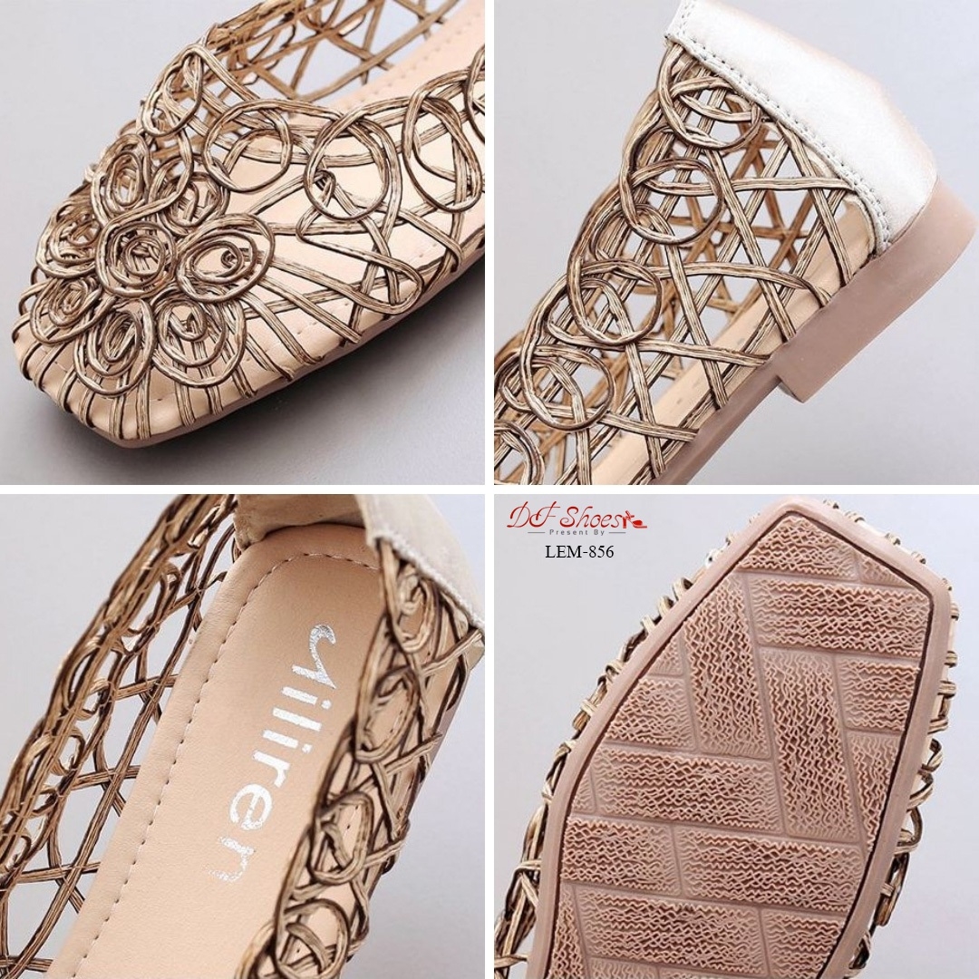 รองเท้าส้นแบนหนังสาน (สีทอง)