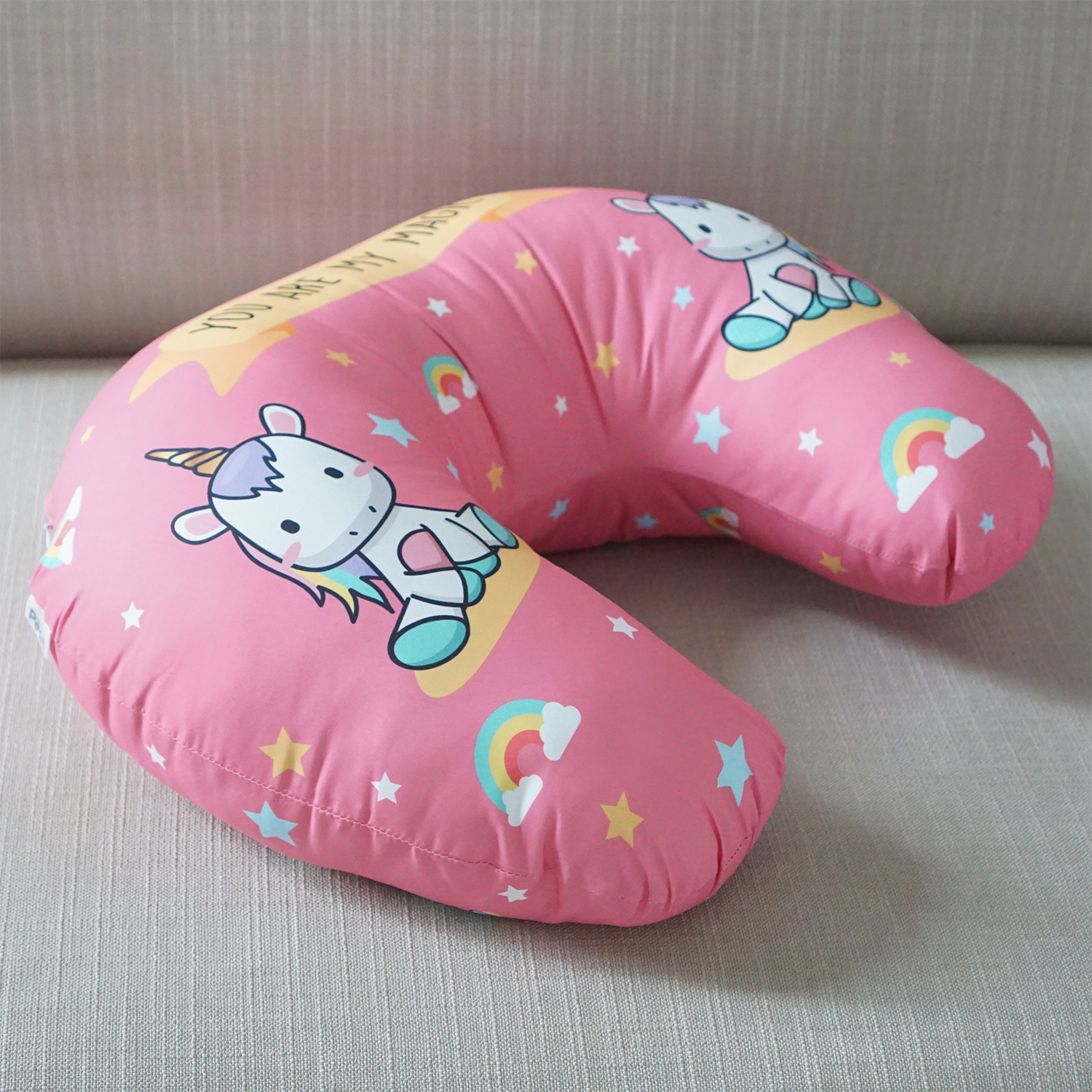 หมอนรองให้นม Nursing Pillow แบบพร้อมส่ง ลาย Unicorn - Pink