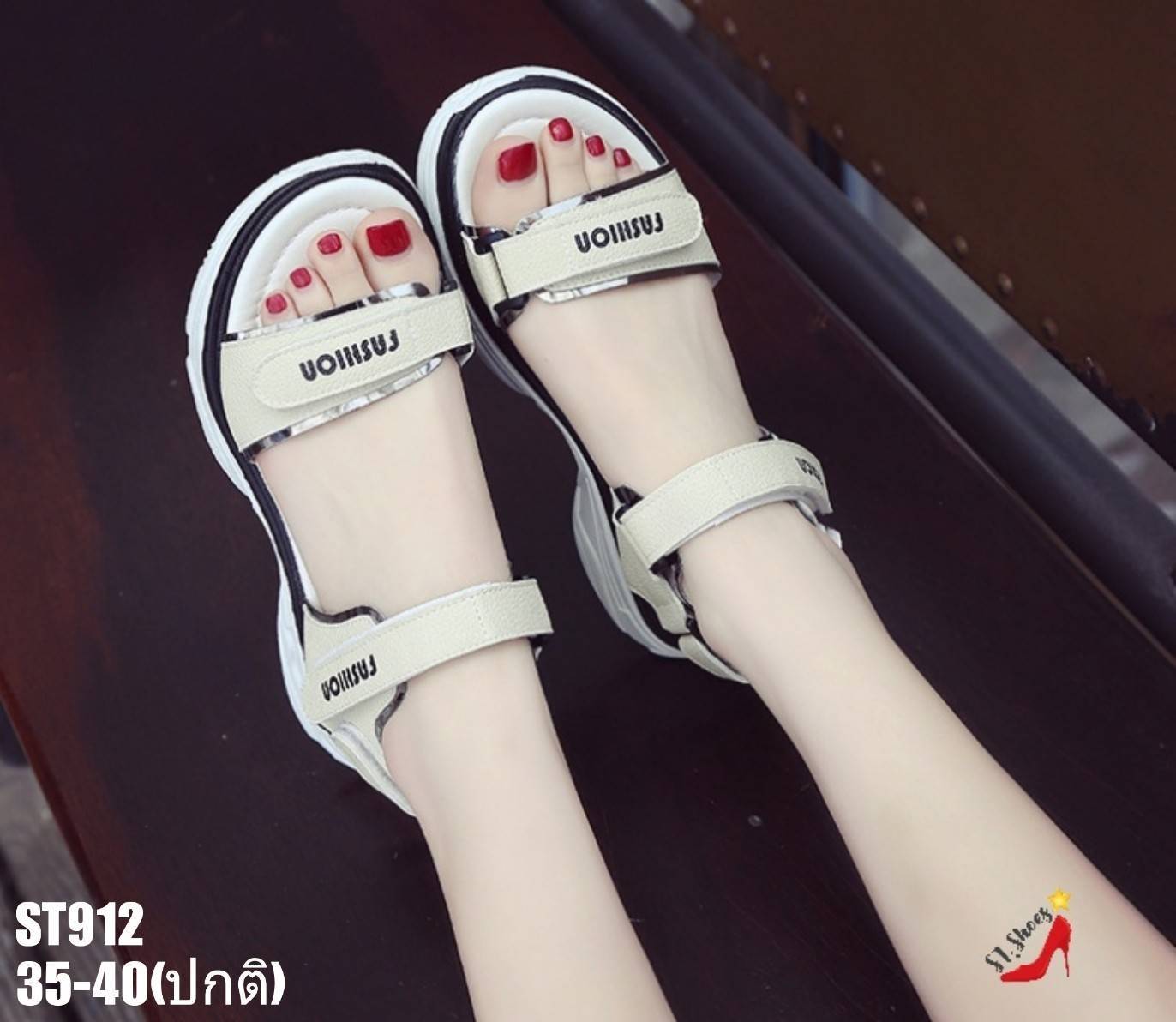 รองเท้าลำลองเมจิกเทปทูโทน (สีดำ)