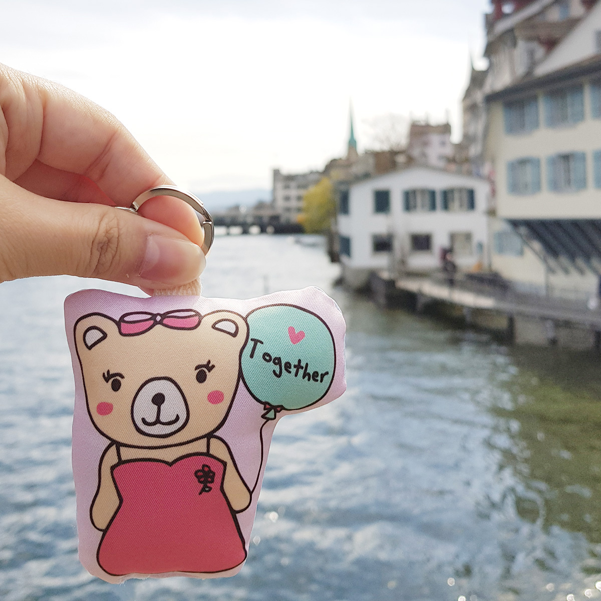 พวงกุญแจพร้อมส่ง ลาย Couple Teddy 2in1