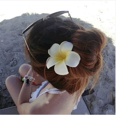 Set 3 ดอก กิ๊บติดผม plumeria กิ๊บ ดอกไม้ ดอกลีลาวดี เกาหลี รวม size ขนาด 5,8,9 เซนติเมตร สีขาว