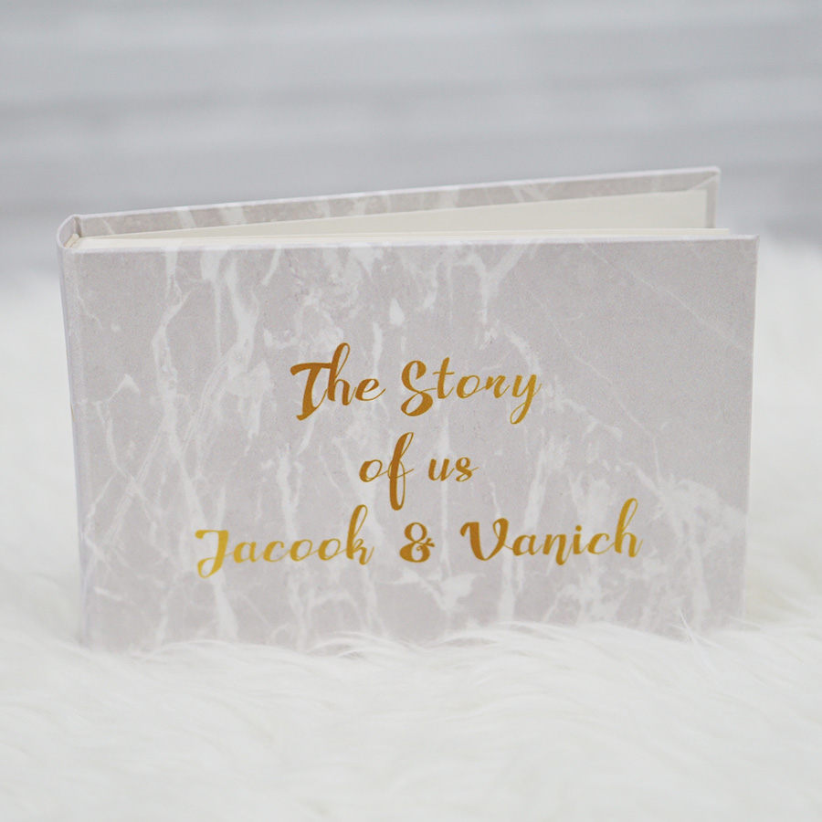 อัลบั้มสั่งทำใส่ชื่อ ลายหินอ่อนสีเทา - Grey Marble - Gold