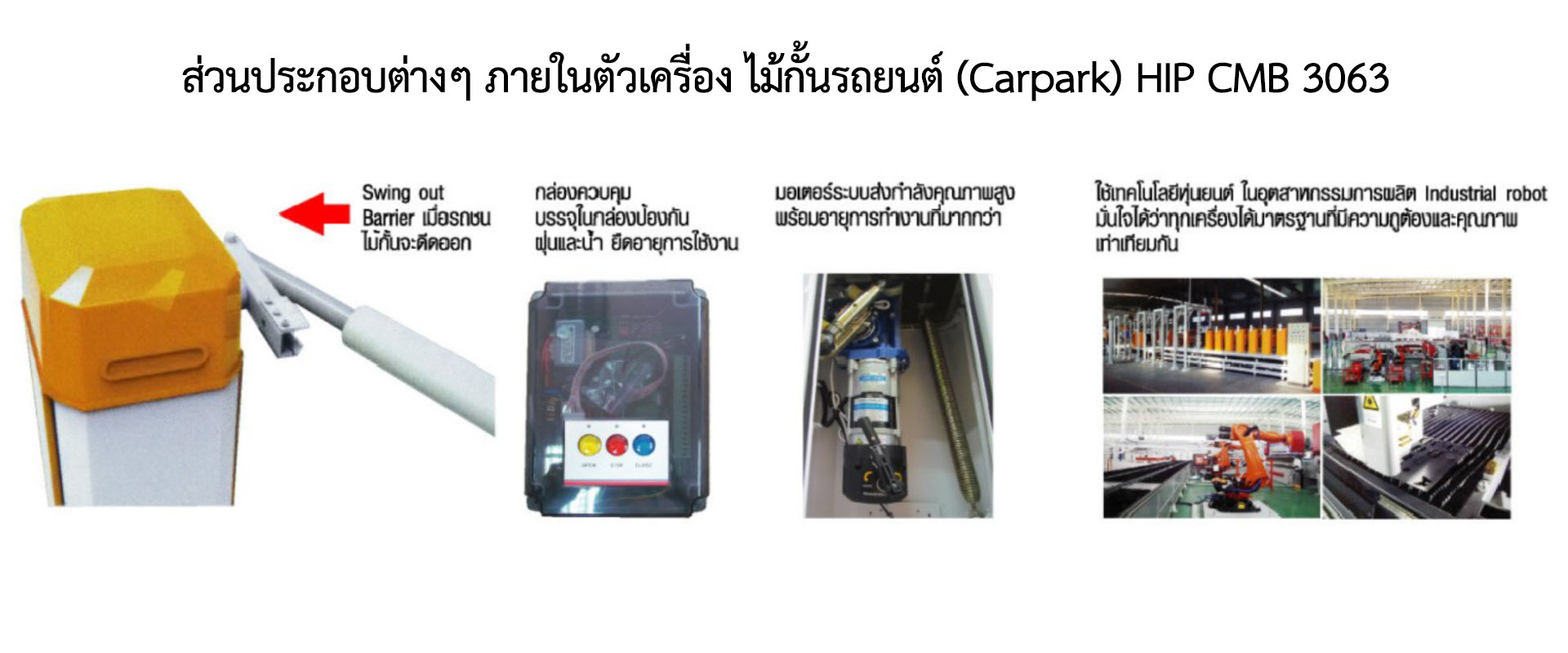 ขายถูก ไม้กั้นรถ Car Park System HIP รุ่น CMB3063 *ไม้ซ้าย HIP CMB3063-L Gate barrier & Stralight arm 4M/4.5M (3S)
