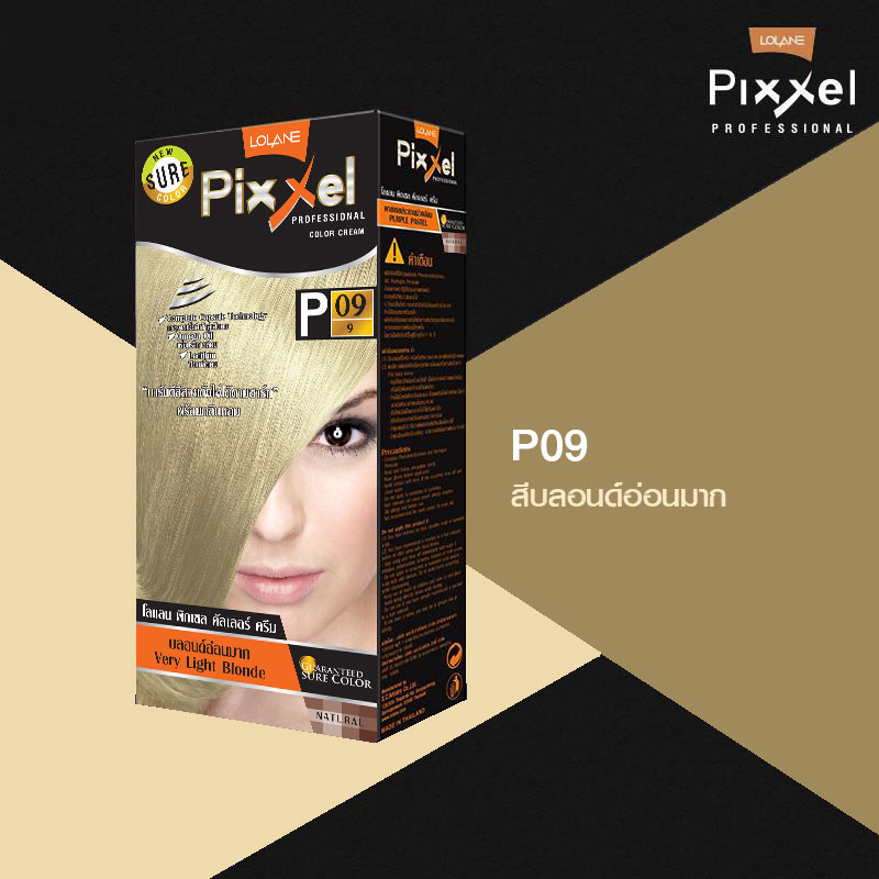 Lolane Pixxel Color Cream ครีมเปลี่ยนสีผม P09 (สีบลอนด์อ่อนมาก) 100 กรัม