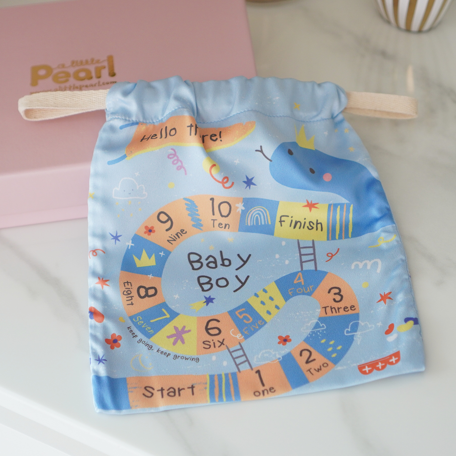 ผ้าคลุมให้นม (รุ่นมีกระดุม ถอดโครงได้) พร้อมส่ง ลาย Snake and Ladders - Blue
