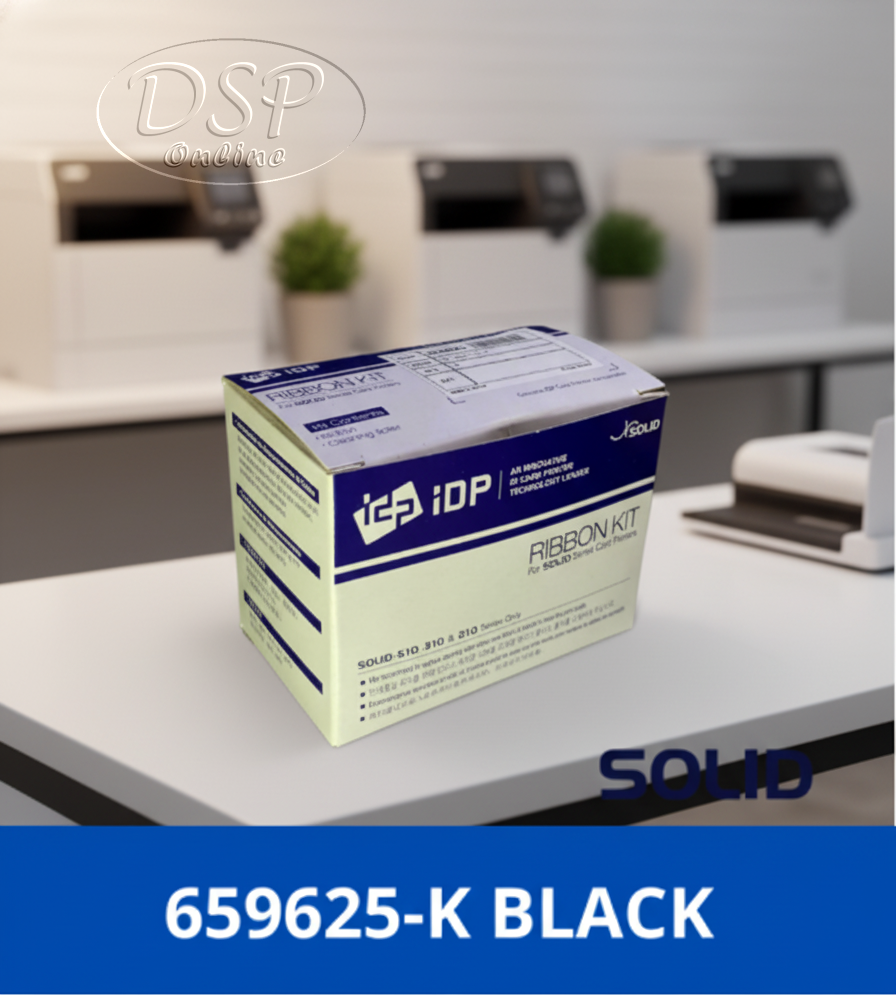 ขายถูก Solid ริบบอนดำแท้ IDP 659625 (K-Resin): พิมพ์ข้อความคมชัด 1,200 ภาพต่อม้วน 🖤