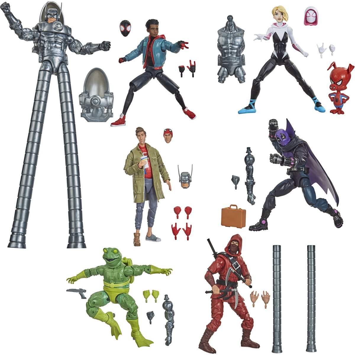 Hasbro Marvel Legends Series Spider-Man : Into the Spider-Verse Set of 6 (Stilt-Man BAF) 6-inch Figure ฮาสโบร มาร์เวล เลเจนด์ ซีรี่ย์ส สไปเดอร์แมน อิน ทู เดอะ สไปเดอร์ เวิร์ส ครบเซ็ต6ตัว พร้อมBAF ลิขสิทธิ์แท้