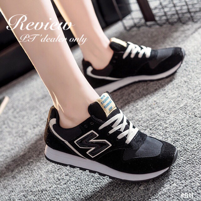 พร้อมส่ง : รองเท้าผ้าใบ NB พาสเทล (สีดำ)
