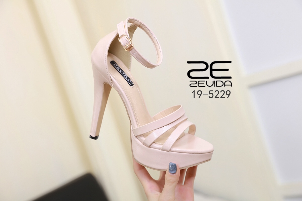 รองเท้าส้นสูงหน้าสานสามตอน (สีชมพู)