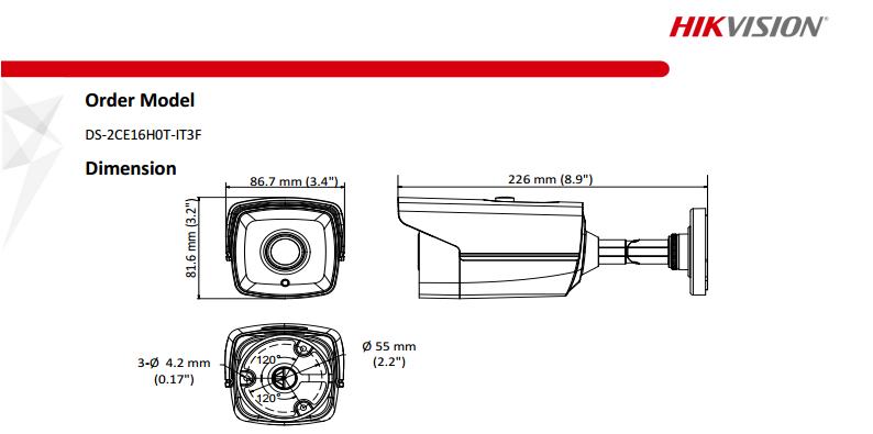 ขายถูก HIKVISION Turbo HD รุ่น DS-2CE16H0T-IT3F ความละเอียด 5 ล้านพิกเซล