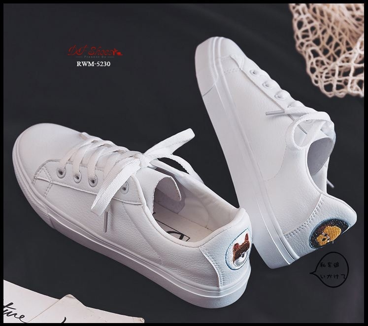 รองเท้าผ้าใบCasual Cat Dog (สีครีม)