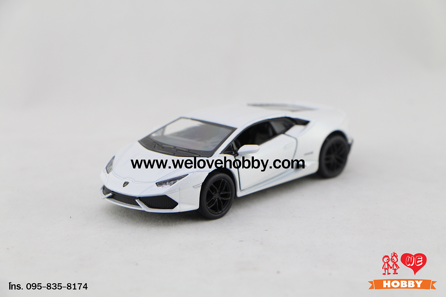 โมเดลรถซุปเปอร์ คาร์ Lamborghini Huracán LP610-4 สีขาว Scale 1:36