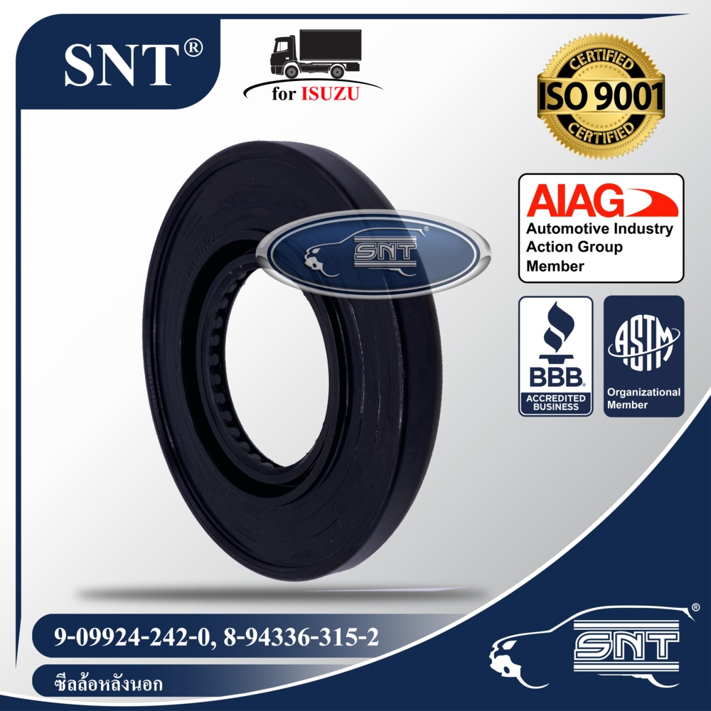 SNT ซีลล้อหลังนอก, Oil Seal - ISUZU ( อีซูซุ ) รุ่น ELF250, NLR, NMR, NKR, NPR, เพลาลอย S250 ELF แอ้ว,TCPY,PRO รุ่นเก่า(ลูกปืนเล็ก) P/N 9-09924-242-0, 9099242420